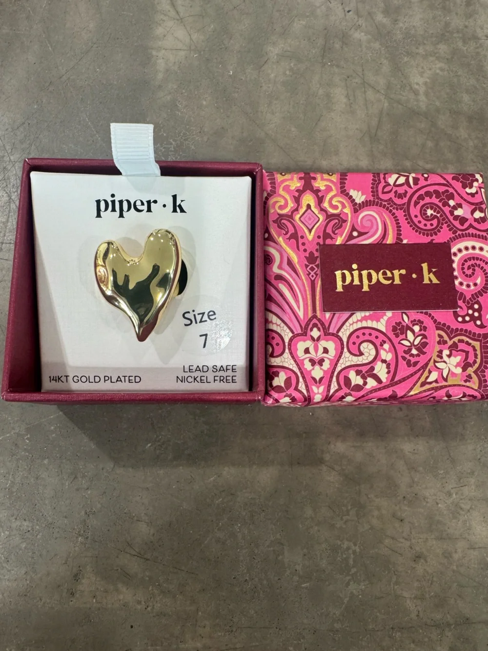 Piper•K Gold Heart Ring💛Shiny FUN Finish,very versatile, other sizes available